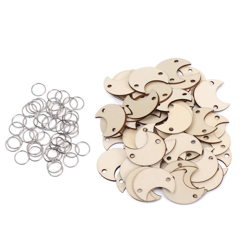 Easter Craft Embellishment Set - 50 Stück/Set DIY-Bastelzubehör Stern-/Herz-/Rundform Holzscheiben Hängeetiketten
