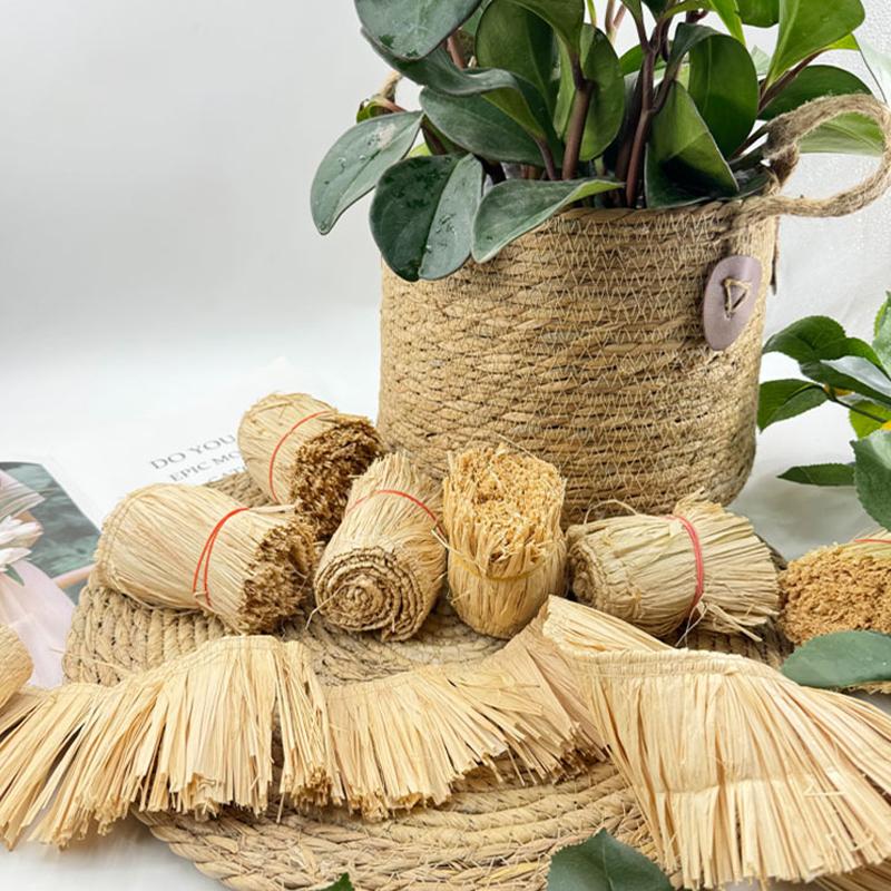 Tassel Fringe Trim - Natürliche Hochzeitsgirlande DIY Heimdekoration Hintergrundwanddekoration Raffia-Stroh-Quasten