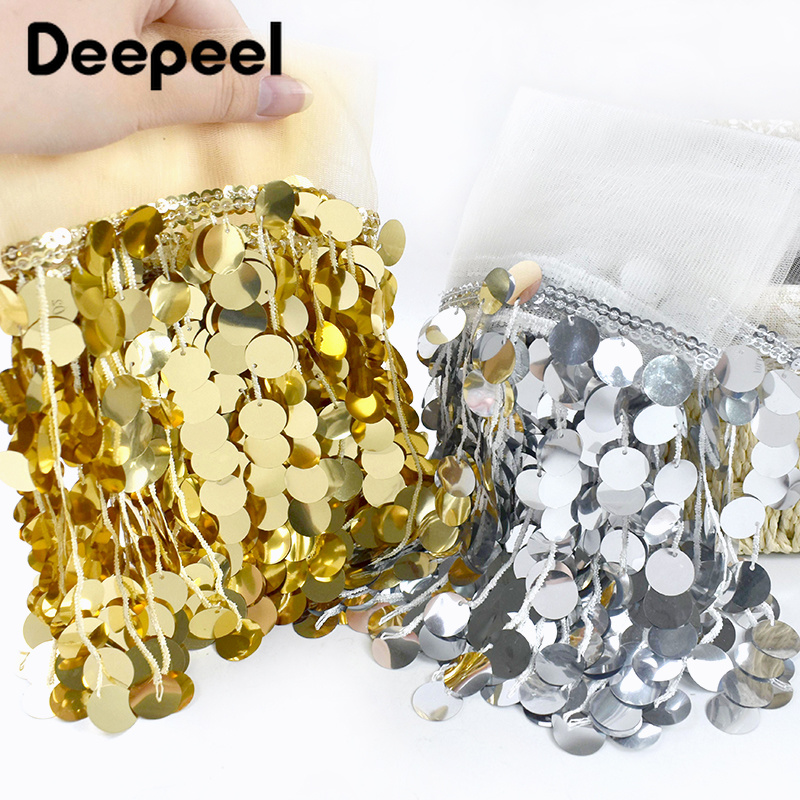 Fringe Ribbon Sewing - 2/3 Yards 18cm Pailletten-Perlen-Fransenborte für Kleidung,