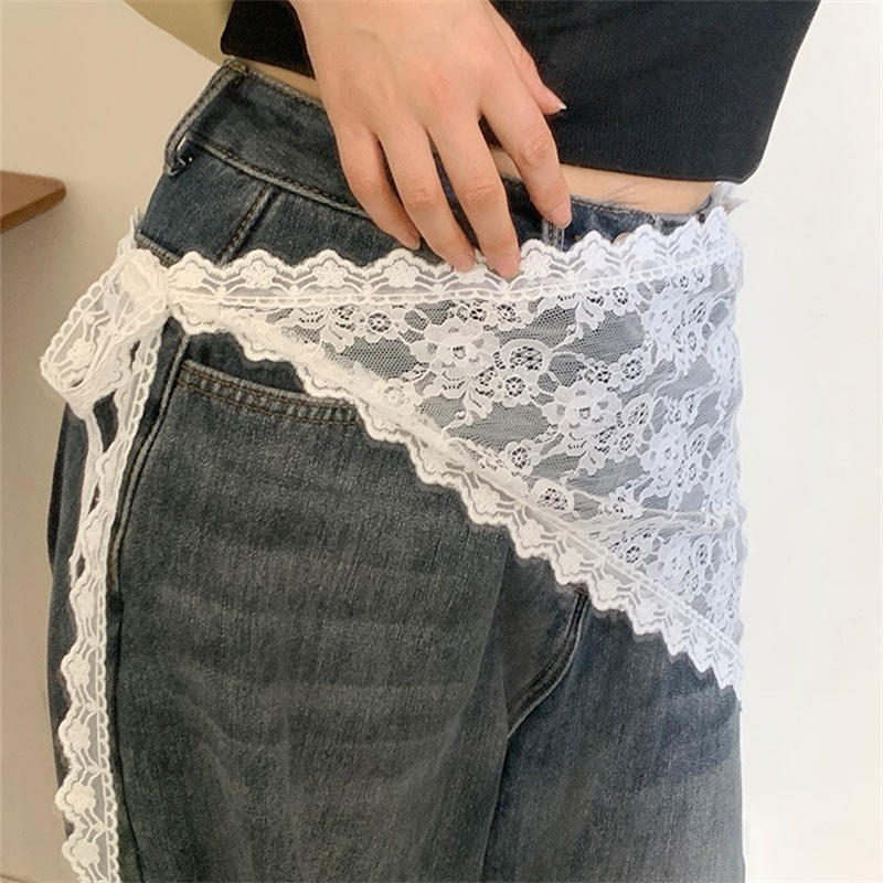Lace Ribbon Trim - Dreieckiger Spitzen-Kurzrock, Halbrock, Po-Vorhang, Spitzenbesatz, gestrickter,