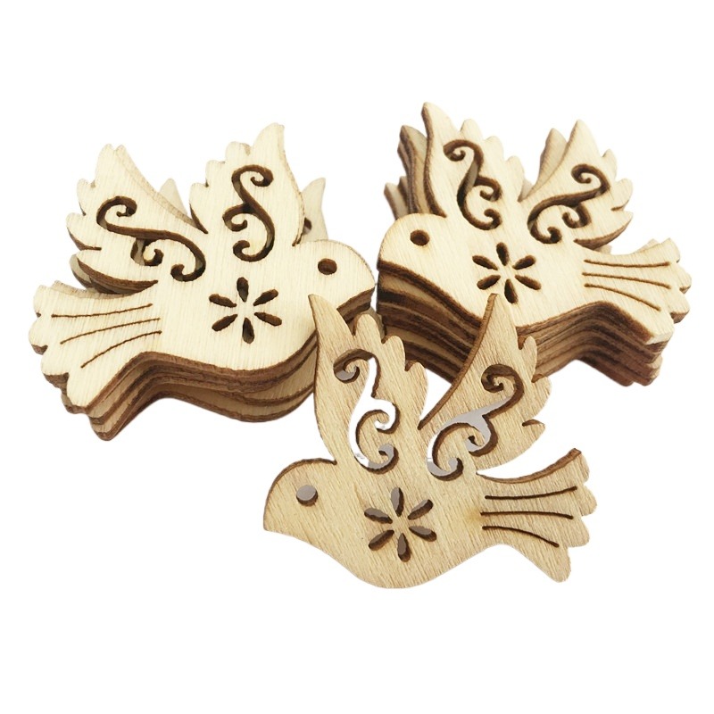 Craft Embellishment - 50 Stück Unbehandelte Holz-Friedenstauben-Ausschnitte, Holzscheiben, Bastelverzierungen