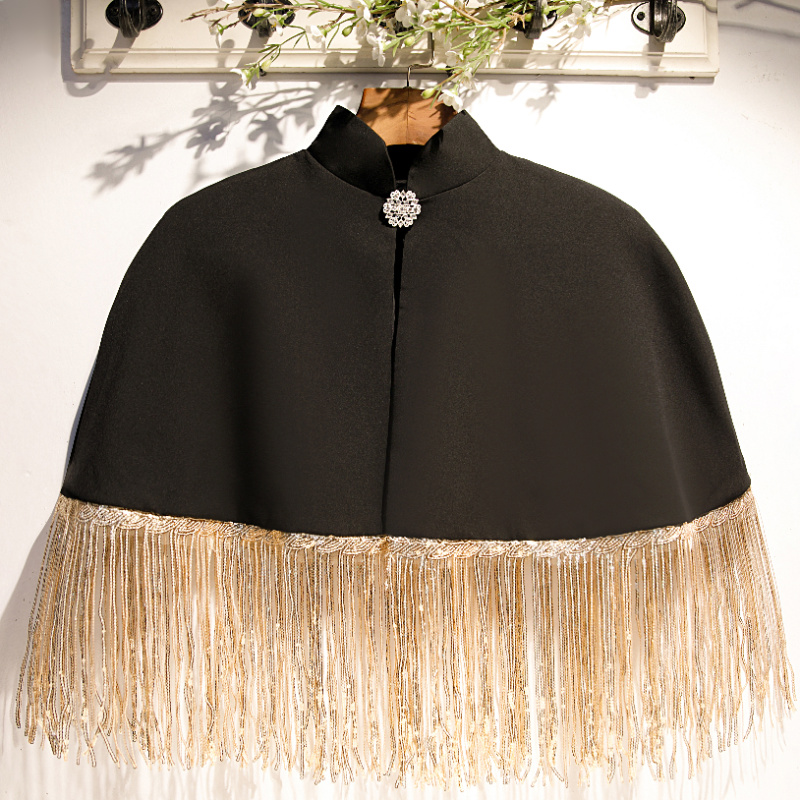 Tassel Fringe Trim - Frauen Frühling Sommer Schwarz Kontrast Farbe