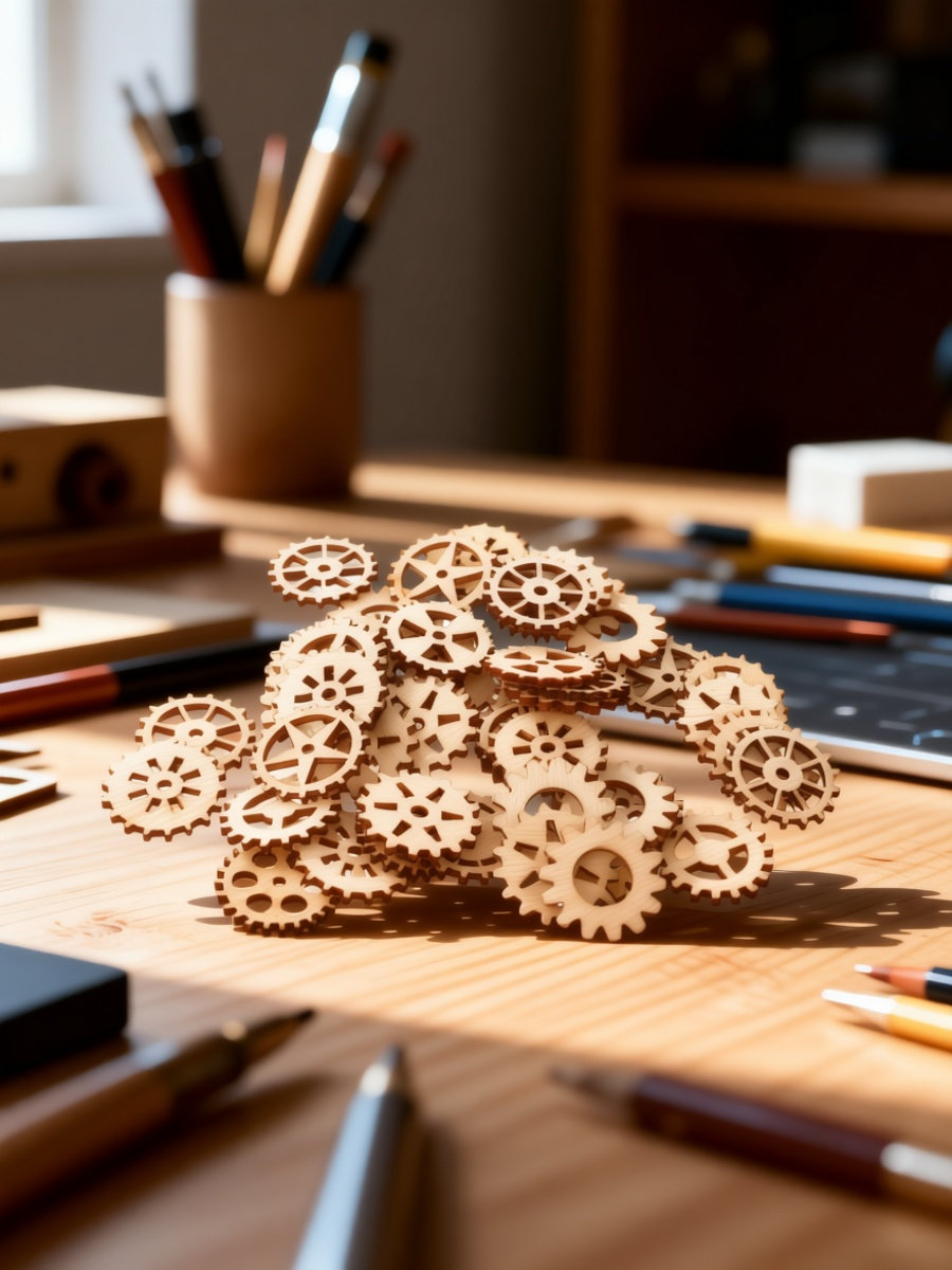 Craft Embellishment - 100 Stück Holz-Zahnräder, Bastelteile, Dekorative Verzierungen