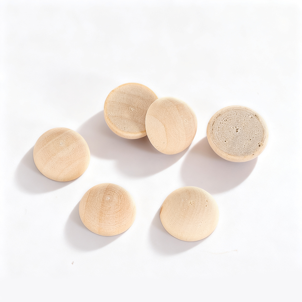Craft Embellishment - 120 Stück 15 mm halbe Holzkugeln,