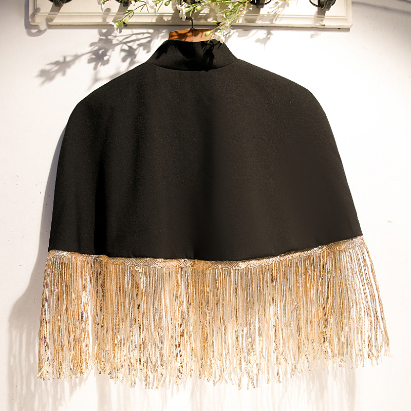 Frauen Frühling Sommer Schwarz – Tassel Fringe Trim Bewertung und Preis