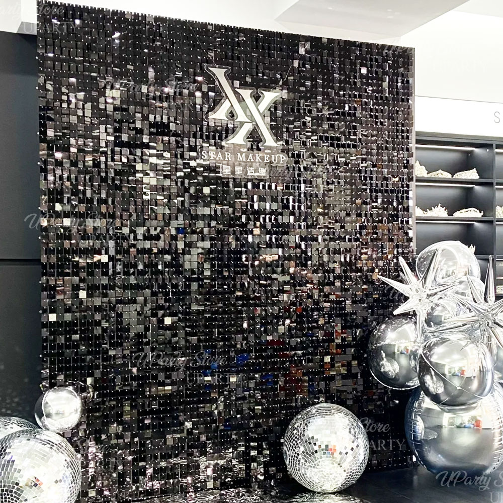 Schwarzer schimmernder Wandhin – Sequin Fabric Panel Bewertung und Preis